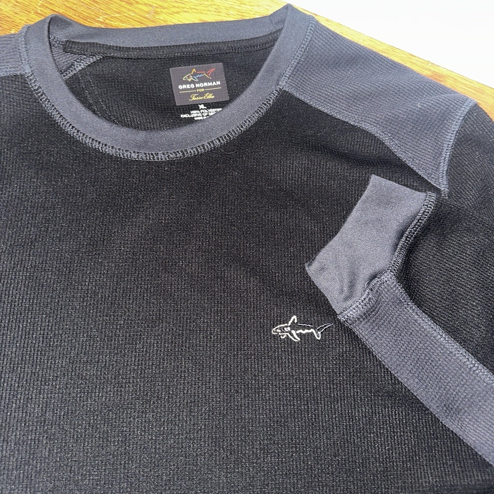 Greg Norman For Tasso Elba long sleeve thermal black & gray shirt - SIZE XL